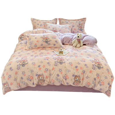 A类母婴高克重加厚牛奶绒四件套