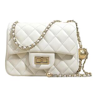 小香风金球菱格链条包女方胖子小方包2025新款真皮单肩斜挎豆腐包