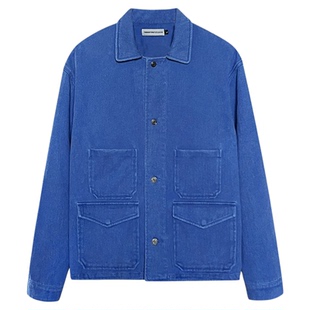 TRENDYWU 复古慵懒“法工”水洗做旧蓝通勤多口袋百搭工装外套
