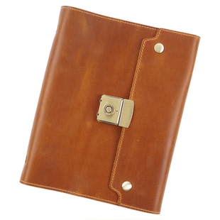 A5真皮活页记事本复古密码锁笔记本办公商务欧式多功能日记牛皮本