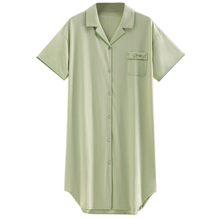 家乐芬睡裙女士睡衣夏季夏天夏款纯棉短袖薄款衬衫开衫大码高级感