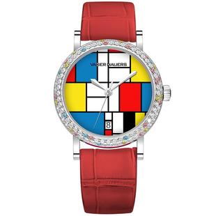 维杰豪兹正品原创手表女ins风本命年红色机械表简约美钻防水女表