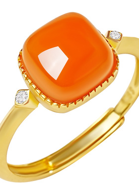 宫里上新天然正品南红小方糖戒指