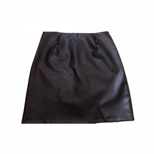大码半身裙pu皮裙女春秋冬季胖妹妹复古包臀显瘦a字裙学生短裙子