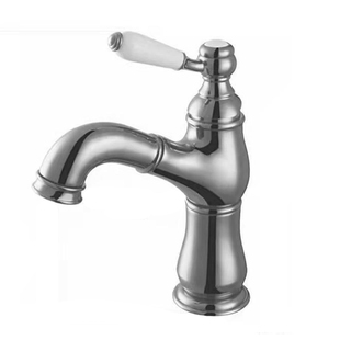 出口英国全铜抽拉式龙头复古陶瓷把手冷热单孔洗面盆可旋转水龙头