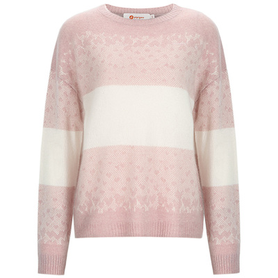 皮皮狗圆领撞色渐变提花羊绒衫