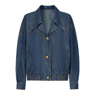 IMM尹默春BERTO牛仔布复古风西装领牛仔短外套上衣女