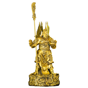 大型九龙关公铜像纯铜武财神武圣关羽关二爷黄铜制聚宝盆大刀令旗