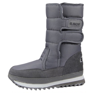 冬季雪地靴女防水防滑加厚加绒中筒靴东北保暖情侣款棉鞋