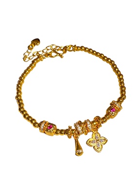 中古vintage花朵手链串珠珠子时尚复古百搭手串小众感手饰女