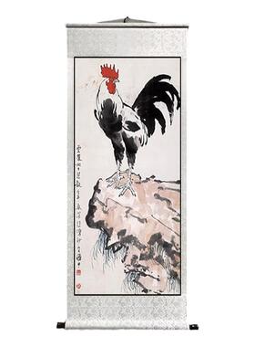 雄鸡图国画徐悲鸿大公鸡卷轴挂画