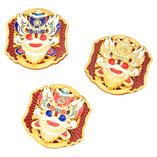 醒狮旋转金属冰箱贴磁贴中国风博物馆广东旅游出国文创伴手礼定制