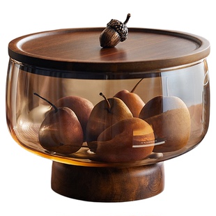 玻璃水果盘客厅茶几家用精致高颜值干果糖果零食摆放盘子高脚果篮