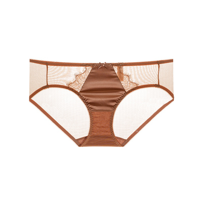 梧桐本色网纱蕾丝包臀中腰平角裤女透气轻薄蕾丝花边邂逅WK65211