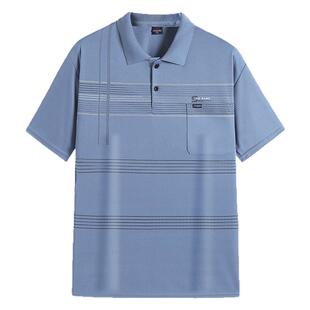 中老年男士短袖POLO衫爸爸夏季半袖t恤爷爷洋气宽松翻领百搭上衣