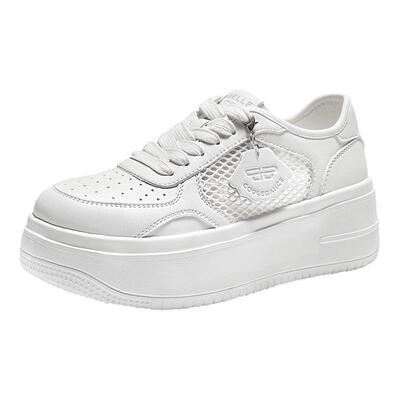 百丽透气网面小白鞋女鞋2026商场新款厚底增高休闲板鞋F4J1DBM6