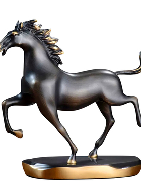 酒柜装饰品纯铜轻奢马到成功