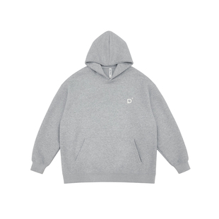 400g重磅花灰色字母印花连帽卫衣男春季美式宽松休闲上衣外套男生