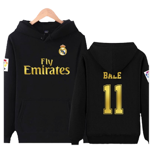 皇马队服连帽衫卫衣加绒男外套球衣服足球运动服拉莫斯本泽马贝尔