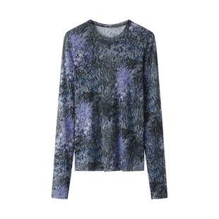 现货江南2025秋款女装时尚薄款皮肤衣长袖印花圆领T恤女5P8110640