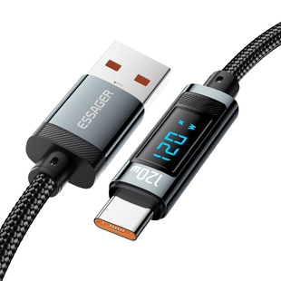 Essager 120W USB Type C Cable PD Super Flash Charging 6A适用于Xiaomi 17Pro Redmi LED Digital Display