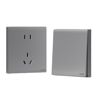 罗格朗简悦仕艺深砂银开关插座面板86型大板无框纯平单开五孔两开