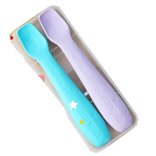 台灣製造2angels婴儿勺子宝宝硅胶软勺可弯新生儿辅食勺餐具儿童