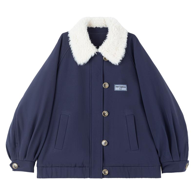 KEIKO京剧印花加厚毛领棉服女