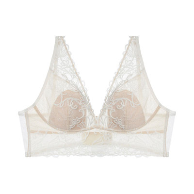 CremeSu三角杯文胸iris鸢尾花系列蕾丝花卉刺绣性感内搭背心薄款