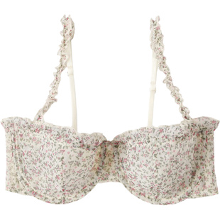 Socialloner半杯内衣女薄款小胸碎花性感纯欲大胸显小文胸套装