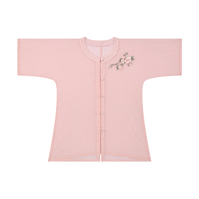 知则汉元素圆领对襟上衣汉服褶裙送衬裙绣花夏季日常女款【袅袅】