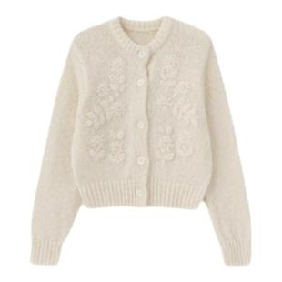 【现货】GROVE EDGE韩国小众宋慧乔同款重工立体花朵针织毛衣开衫