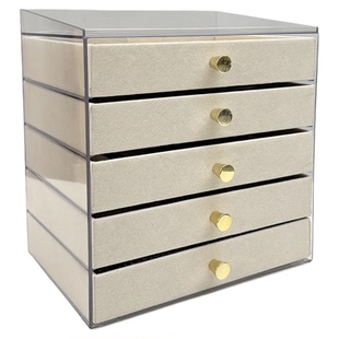 首饰盒加高加宽多层抽屉式整理盒戒指手饰大容量透明首饰收纳盒