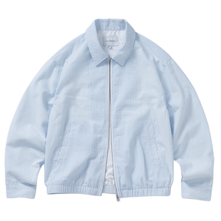 714street色织条纹哈灵顿夹克男2026春季泡泡纱宽松翻领薄外套女