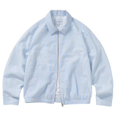 714street泡泡纱条纹哈灵顿夹克