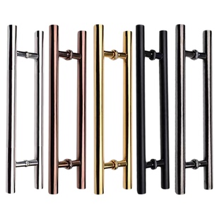 加厚玻璃门拉手不锈钢黑色黄钛金玫瑰金大门拉手无框有框木门把手