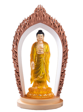 东林大佛阿弥陀佛树脂贴金摆件