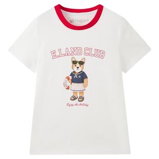 eland kids衣恋童装女童T恤26年夏新品印花休闲撞色圆领正肩短袖