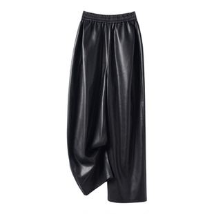 海宁真皮皮裤女2025秋冬新款绵羊皮长裤高腰显瘦休闲百搭阔腿皮裤