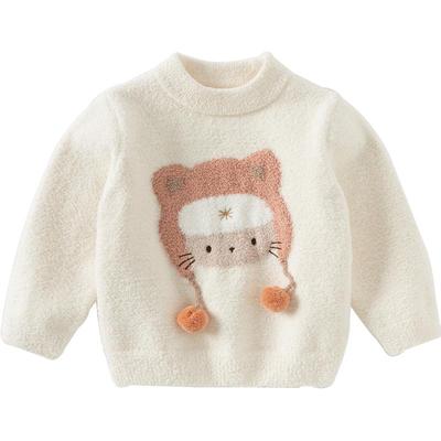 戴维贝拉女童毛衣套头衫半边绒