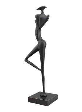 现代简约创意黑色金属抽象人物雕塑摆件电视柜玄关客厅家居装饰品