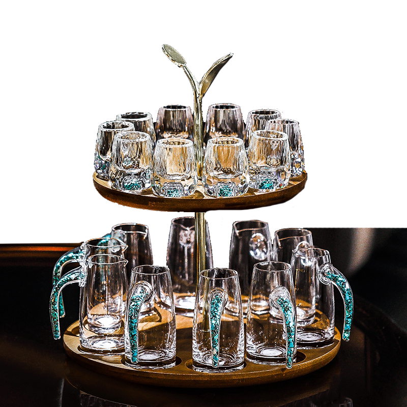 轻奢高档白酒杯分酒器架子套装家用水晶玻璃高级创意一口小烈酒盅