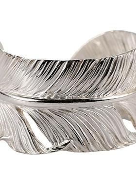 菊地健情侣羽毛戒指纯银情侣戒指