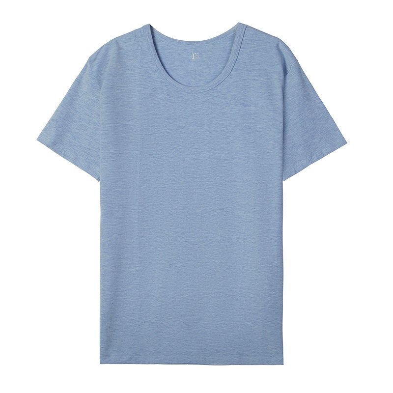 爱帝男士运动休闲T恤弹力棉清新夏季透气圆领家居服打底薄短袖男