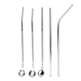 不锈钢吸管勺子环保饮管家用奶茶粗金属弯头吸管非一次性樱花勺子