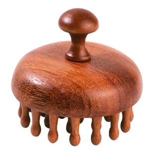 高端檀木圆盘按摩梳头部头皮经络梳毛囊疏通神器养发保健梳子通用