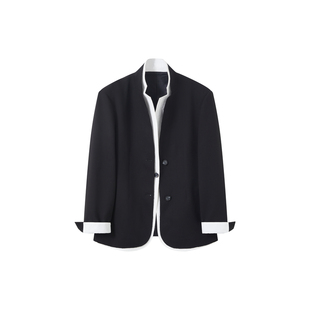 COM26AW【ROW风进口羊毛假两件立领】羊毛假两件新中式立领西装