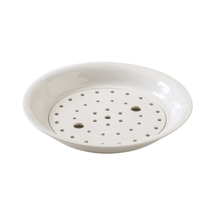 白色简约陶瓷蒸盘双层捞饺子沥水盘火锅沥油盘子家用饺子盘专用