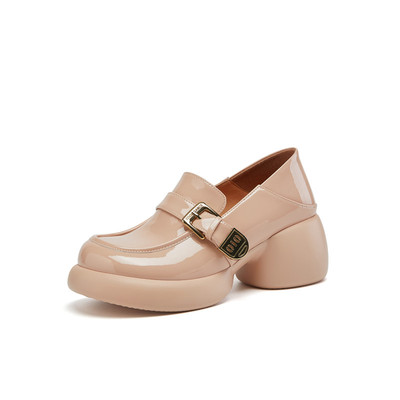 皮带扣小皮鞋懒人单鞋英伦风粗跟