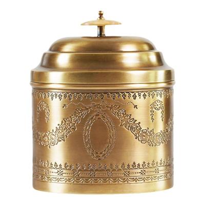 费灵家居黄铜雕花收纳罐奢华铜制咖啡罐糖果罐茶叶罐家居铜罐摆件